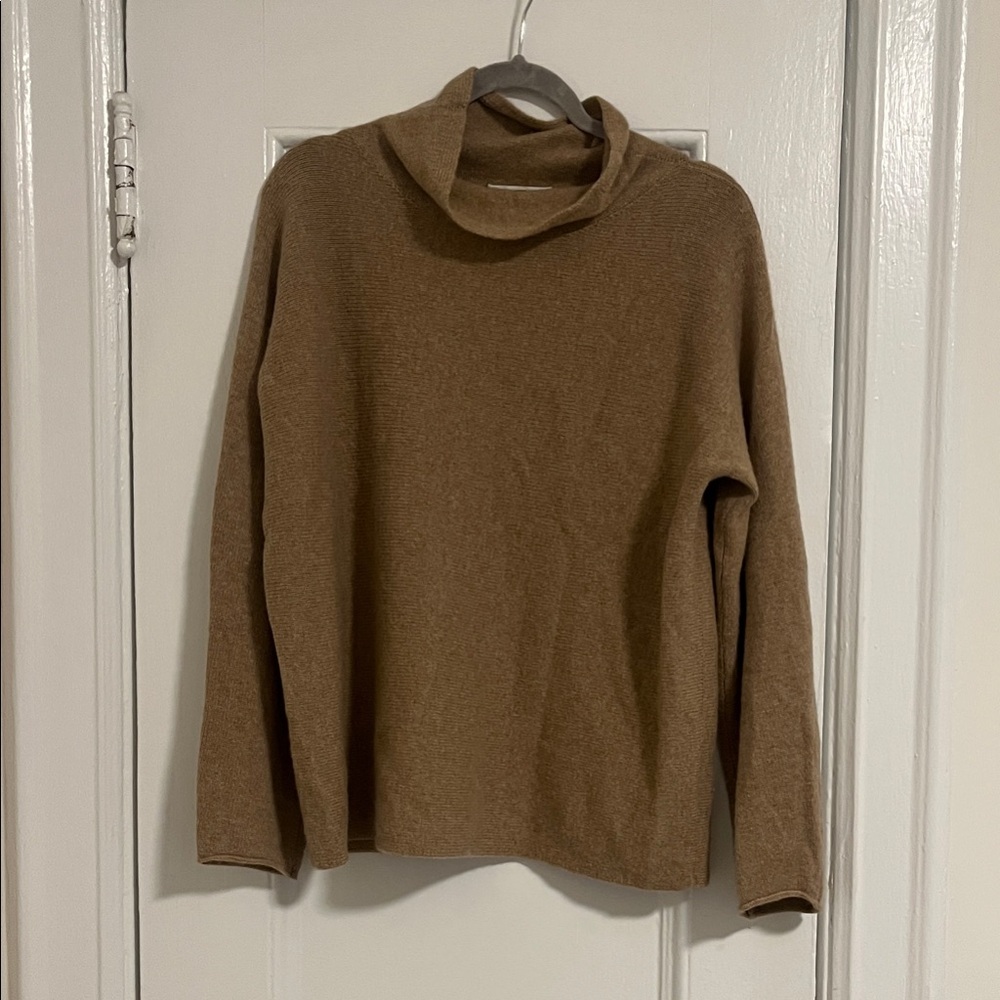 White + Warren Brown Cowl Neck Sweater